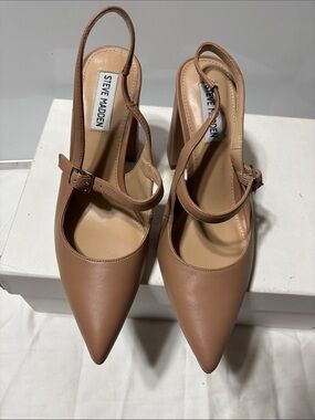 Steve Madden Tan Pointed Toe Slingback Heels